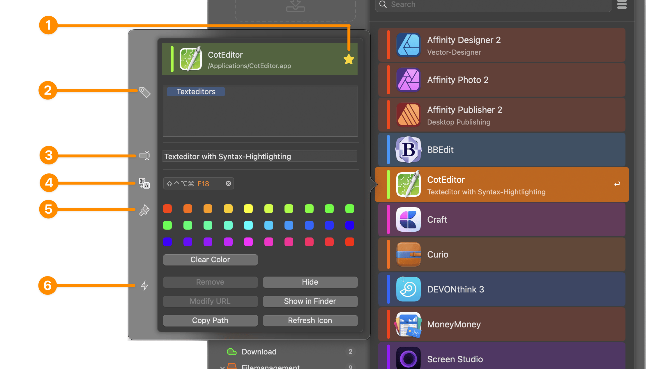 contextmenu Entry wNumbers
